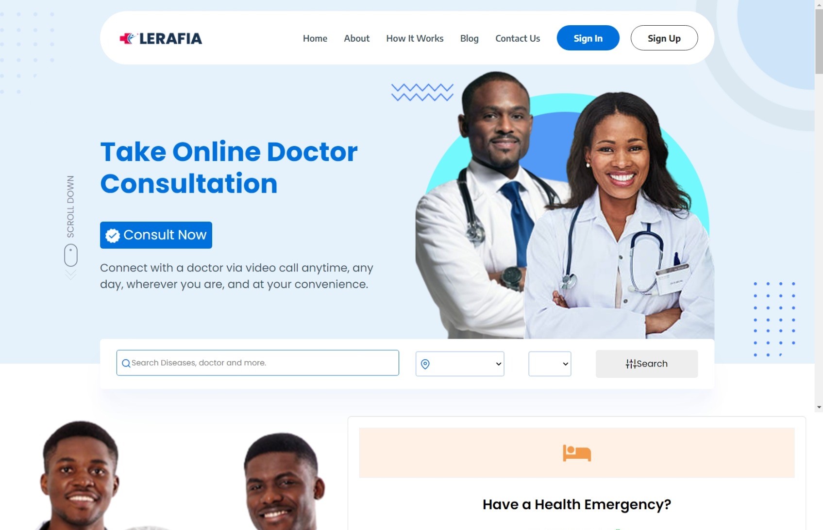 Website Design for an Online Doctor consultation StartUP